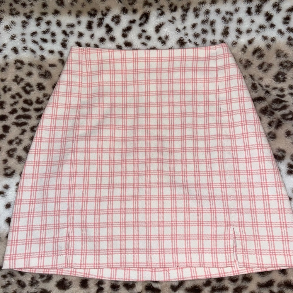 Brandy Melville pink checkered skirt